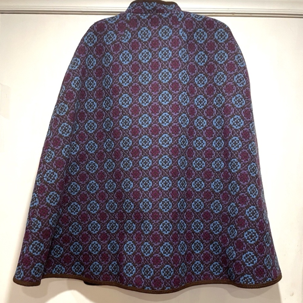 VTG Coracle Cape Woman’s Welsh Tapestry Purple/Turquoise/Brown Wool Mod 60-70s - Picture 7 of 7